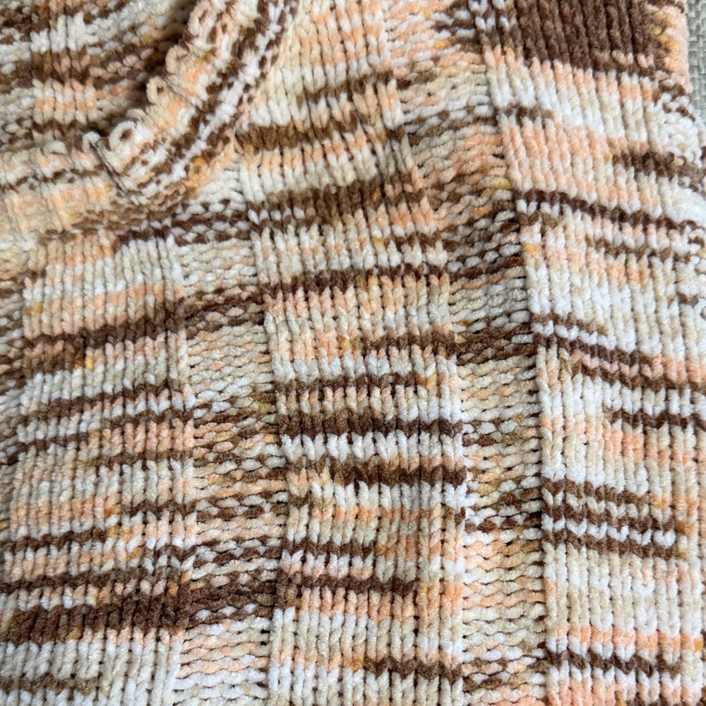 Haptics Striped Chunky Knit Relaxed Cozy Soft Sweater Coral & Brown Plus Size 1X - Picture 17 of 17
